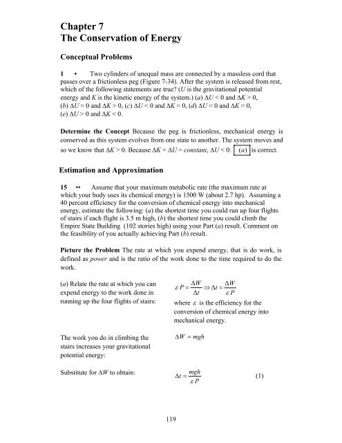 Chapter 7 The Conservation of Energy