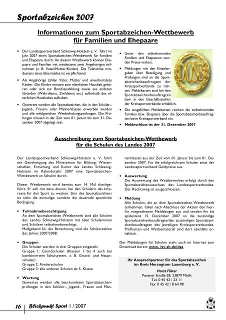 Ausgabe 1/2007 - Kreissportverband Herzogtum Lauenburg