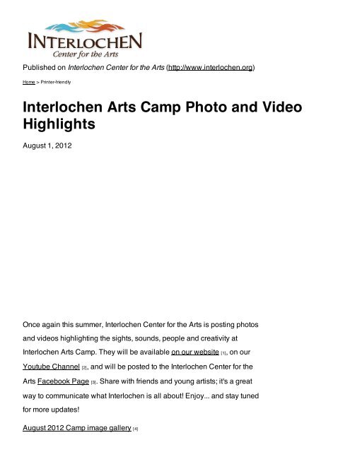 August 2012 Interlochen Center For The Arts
