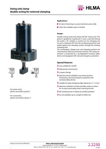 Swing sink clamp double-acting for external clamping