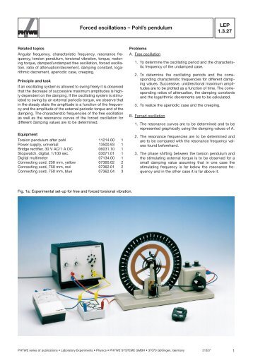 LEP 1.3.27 Forced oscillations – Pohl's pendulum - Nikhef