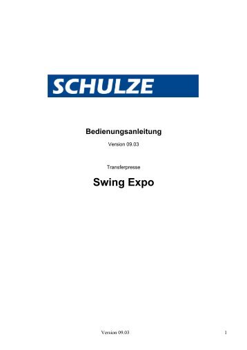 Swing Expo Bedienungsanleitung - Walter Schulze GmbH