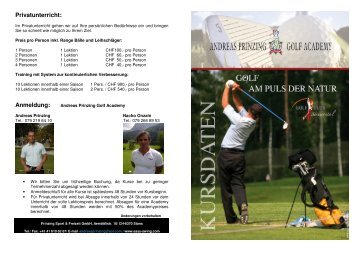 Privatunterricht: Anmeldung: - andreas prinzing - golf academy