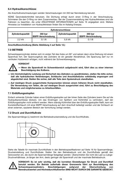Instruction Sheet Swing Cylinders — Metric 2,2 and 5,6 kN - Enerpac