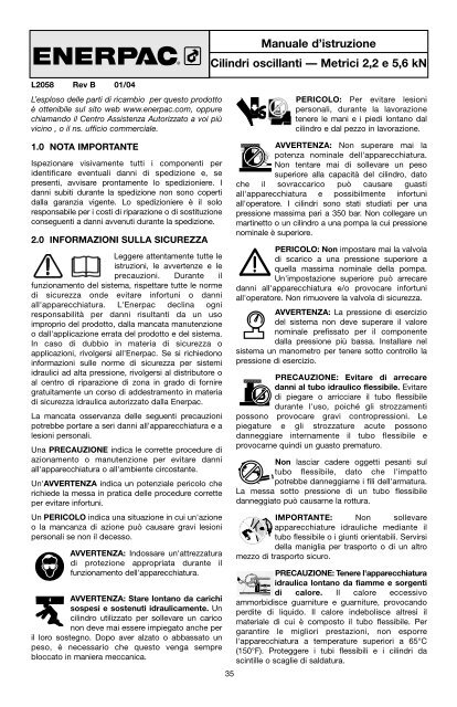 Instruction Sheet Swing Cylinders — Metric 2,2 and 5,6 kN - Enerpac