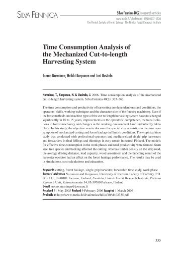 Time consumption analysis of the mechanized cut-to-length ... - Metla