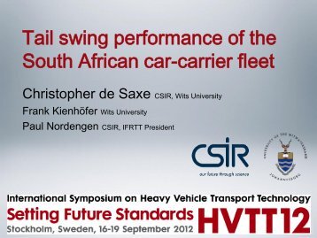 Tail swing performance of the South African car-carrier fleet