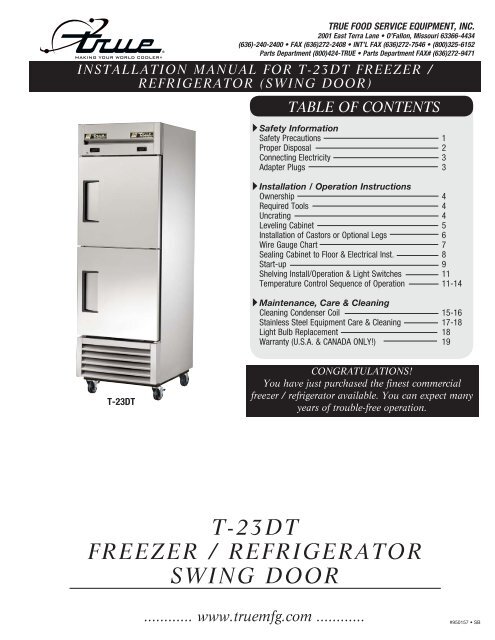 t-23dt freezer / refrigerator swing door - True Manufacturing