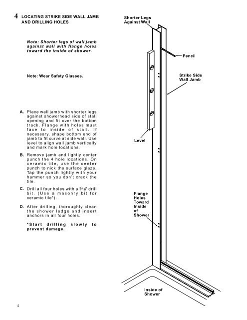 SWING SHOWER DOOR Models Nos. - Sterling