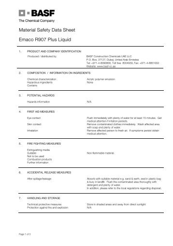 Emaco R907 Plus Liquid - BASF Construction Chemicals