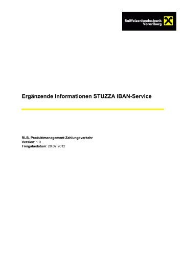 Ergänzende Informationen STUZZA IBAN-Service - Raiffeisen