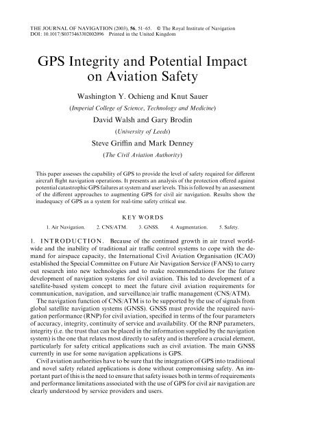 GPS Integrity and Potential Impact on Aviation Safety - intelligent ...