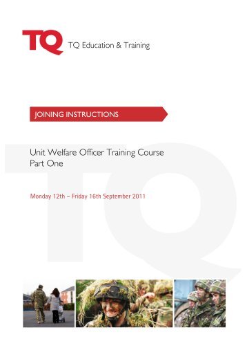 Unit Welfare Officer Training Course Part One - TQ Education and ...