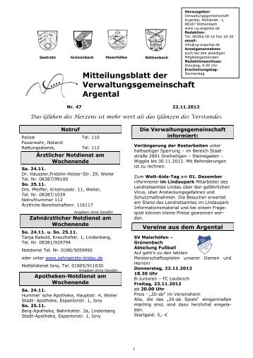 Mitteilungsblatt Nr. 47 vom 22.11.2012 - bei der ...