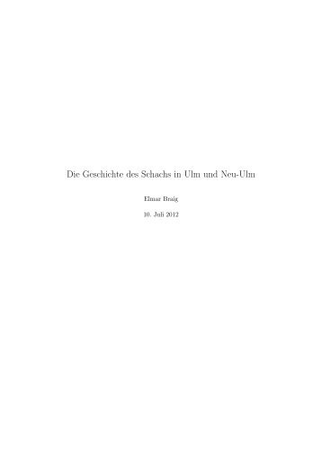 Die Geschichte des Schachs in Ulm und Neu-Ulm