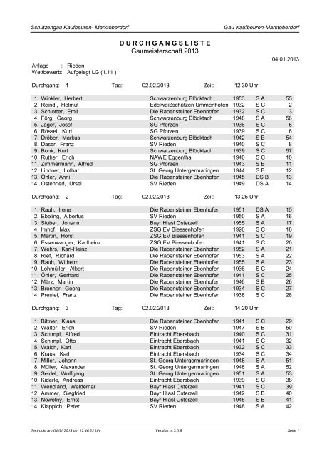 Auflage - Sportschützengau Kaufbeuren-Marktoberdorf