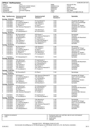 Spielplan A-Klasse Aichach Reserven