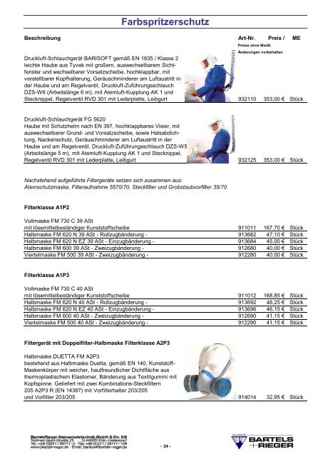 Endverbraucher Preisliste 2012 - Bartels & Rieger GmbH & Co