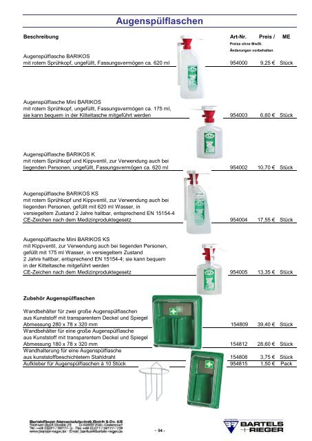 Endverbraucher Preisliste 2012 - Bartels & Rieger GmbH & Co