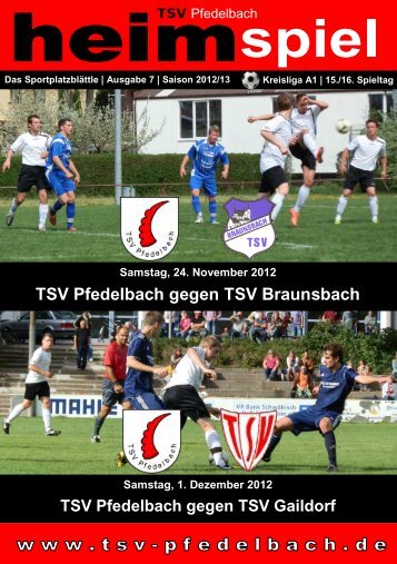 7. Heft gegen TSV Braunsbach und TSV Gaildorf - TSV Pfedelbach