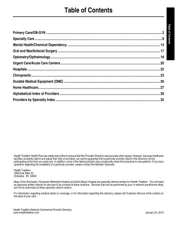 HT 76 PROVIDER DIRECTORY.sv - Health Tradition Health Plan