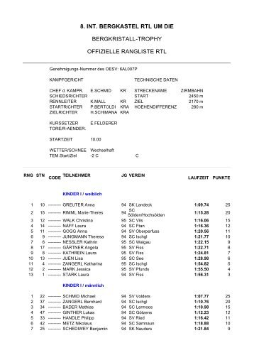 8. INT. BERGKASTEL RTL UM DIE BERGKRISTALL-TROPHY ...