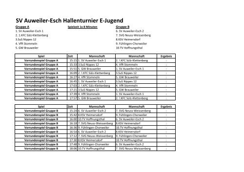 SV Auweiler-Esch Hallenturnier E-Jugend - VfR Stommeln