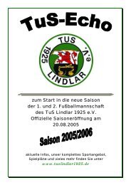 zum Start in die neue Saison der 1 - TuS Lindlar 1925 eV ...