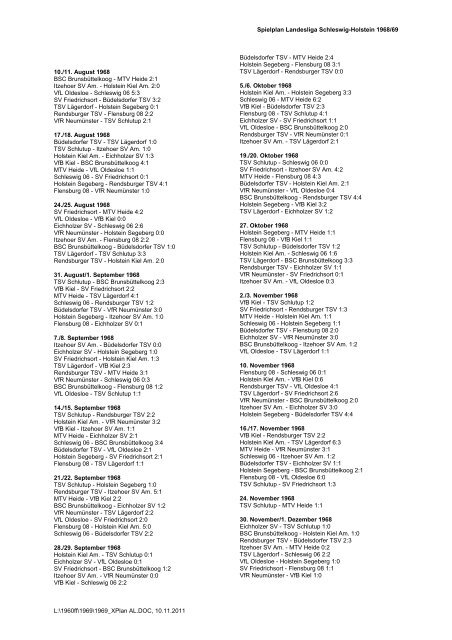 Spielplan Landesliga SchleswigHolstein 1968/69 L\1960ff\1969
