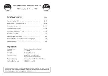 Inhaltsverzeichnis Impressum: - TSV Wennigsen