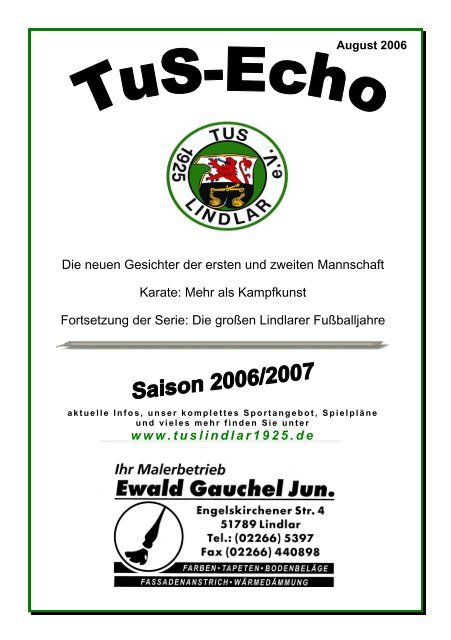 August 2006 - TuS Lindlar 1925 eV Jugendfußball