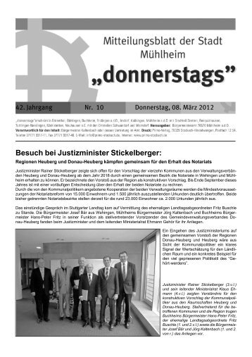 Besuch bei Justizminister Stickelberger: - Mühlheim an der Donau