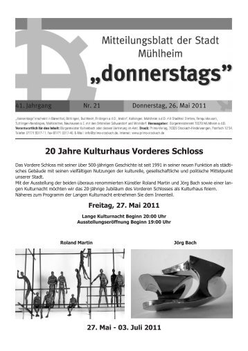 20 Jahre Kulturhaus Vorderes Schloss - Mühlheim an der Donau