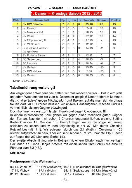 2012.11.04 RW-Kurier Ausgabe 07 - Rot Weiss Damme