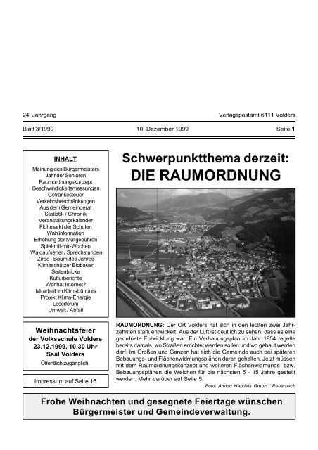 Gemeindeblatt / Ausgabe 3/1999 - Gemeinde Volders - Land Tirol