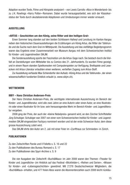 Jahresbericht 2008 - SIKJM Schweizerisches Institut für Kinder und ...