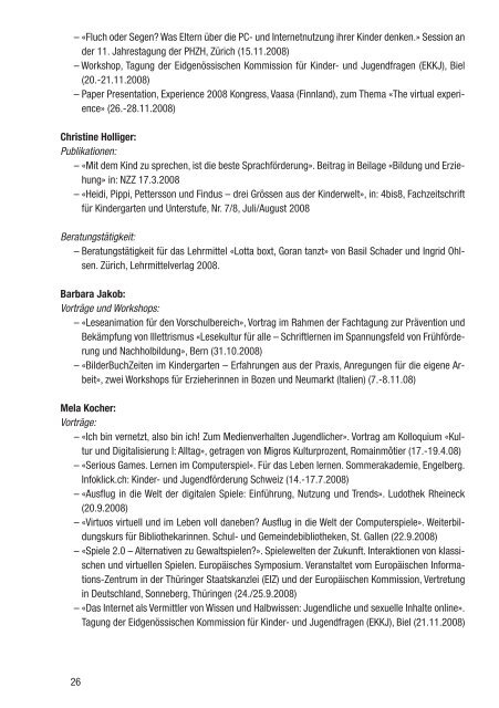 Jahresbericht 2008 - SIKJM Schweizerisches Institut für Kinder und ...