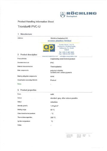 Trovidur PVC MSDS - Access Plastics