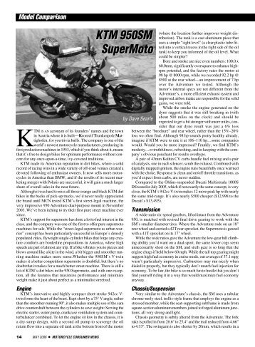 KTM 950SM Evaluation - Motorcycle Consumer News