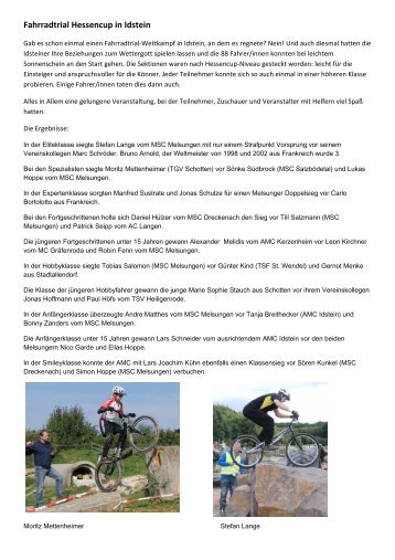 Bericht AMC Idstein - Fahrradtrial-hessencup