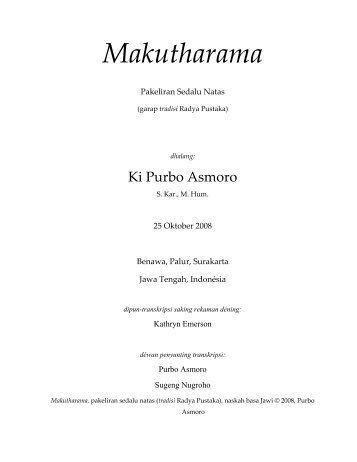 Makutharama - Ki Purbo Asmoro