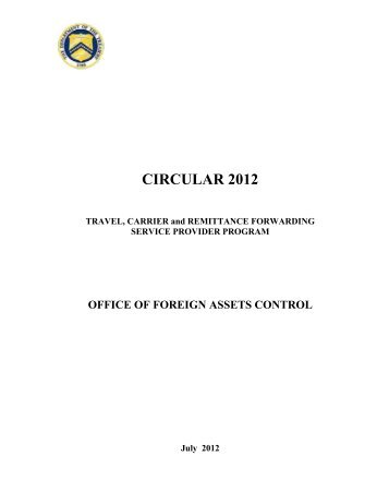CIRCULAR 2012 - Department of the Treasury