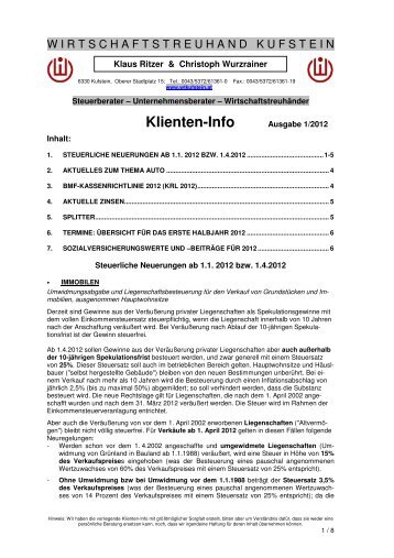 Klienten-Info - Wirtschaftstreuhand Kufstein