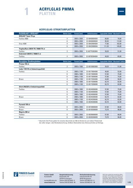 Preisliste Findeis Stand 10/2010 - Findeis Kunststoffe