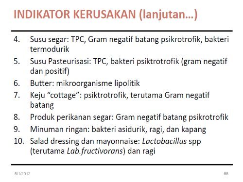 KERUSAKAN BAHAN PANGAN OLEH MIKROORGANISME