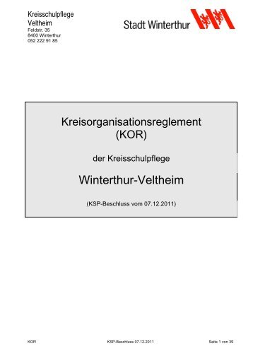 Kreisorganisationsreglement (KOR) - Kreisschulpflege Veltheim