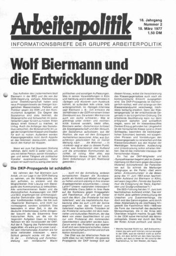 die Entwicklung der DDR - der Gruppe Arbeiterpolitik