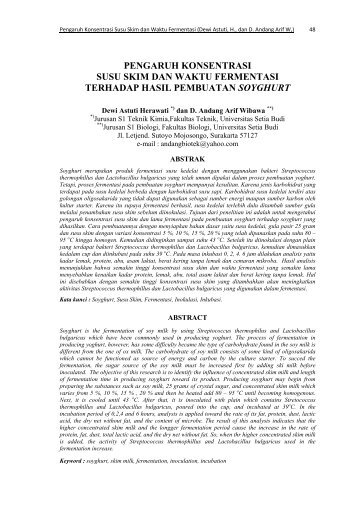 pengaruh konsentrasi susu skim dan waktu fermentasi terhadap