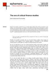 The eve of critical finance studies - Ephemera