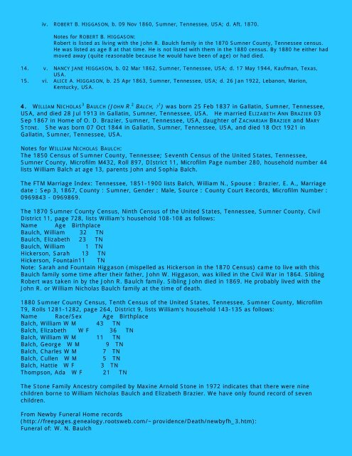 Descendants of John R. Balch - Howard Stone Baulch Family